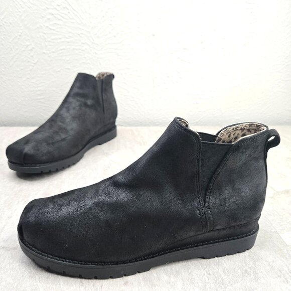 Skechers Ankle Booties 6.5 Black Memory Foam Comfort Slip On Chelsea Shoe Boots - Picture 1 of 10